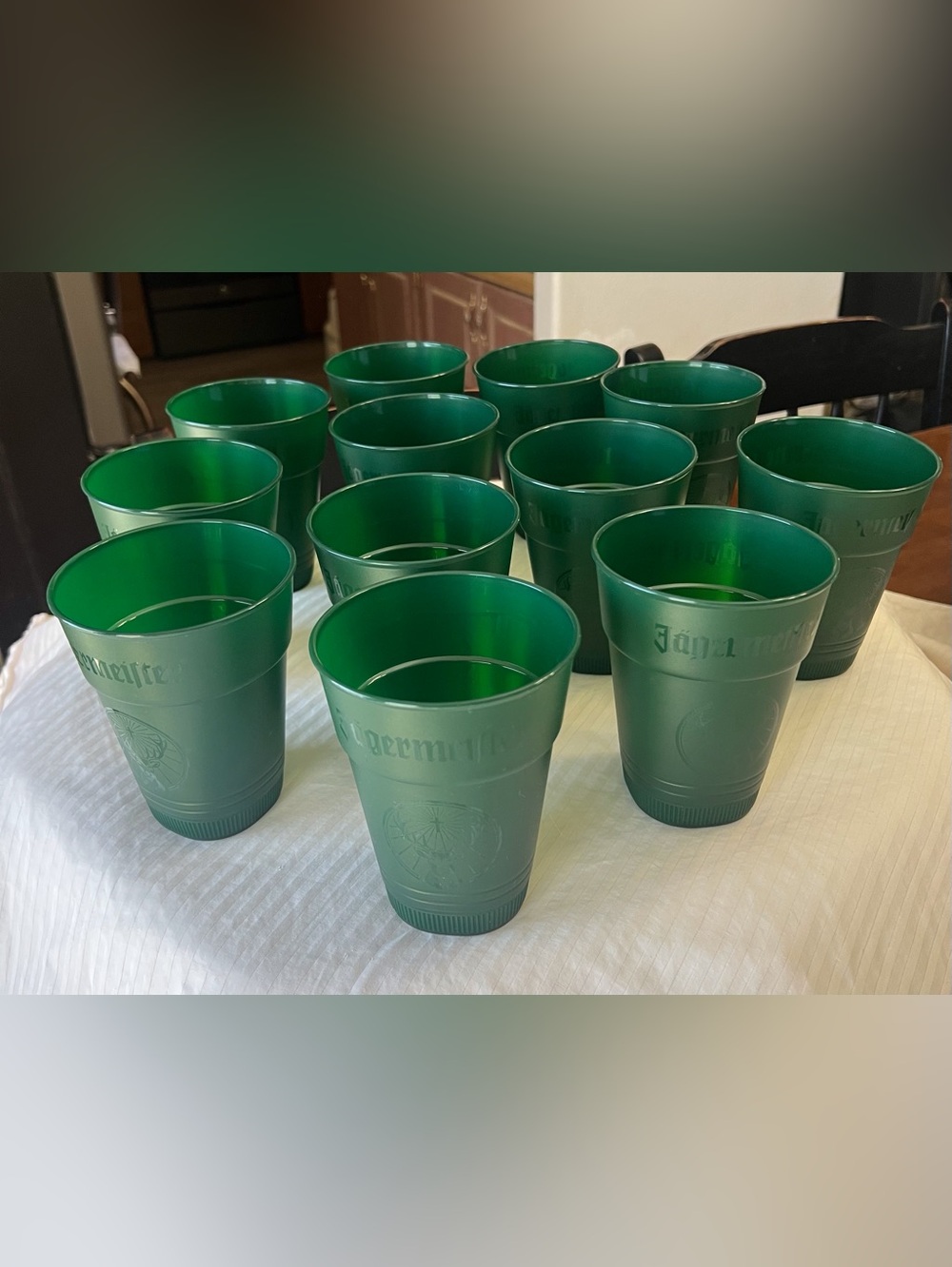12 Jagermeister Green Plastic Stadium Tumblers Deer Stag Logo Tailgate Unused